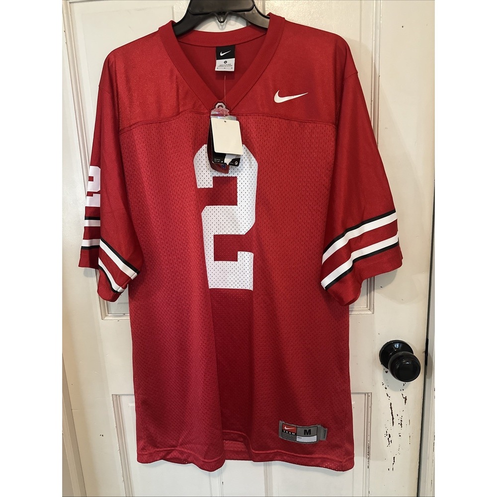 OHIO STATE BUCKEYES NWT RED NIKE #2 FOOTBALL JERSEY - Mens Size Medium